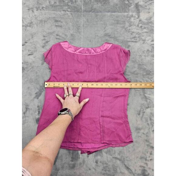 Worthington Shirt Womens 8 Pink Sleeveless Crew Neck Pleated Solid Back Zip Top - Picture 5 of 16